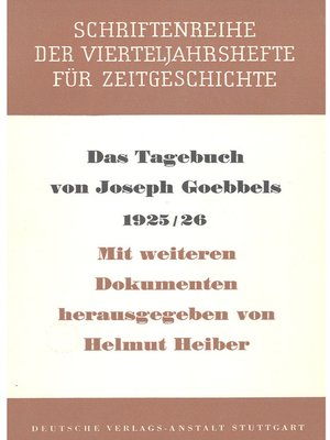 cover image of Das Tagebuch von Joseph Goebbels 1925-1926